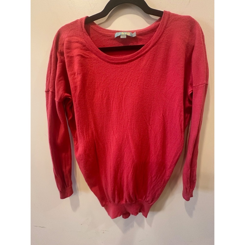 Boden Women 100% Wool Sweater Fuschia US Size 2 Crew Neck Elastic Wrist & Bottom